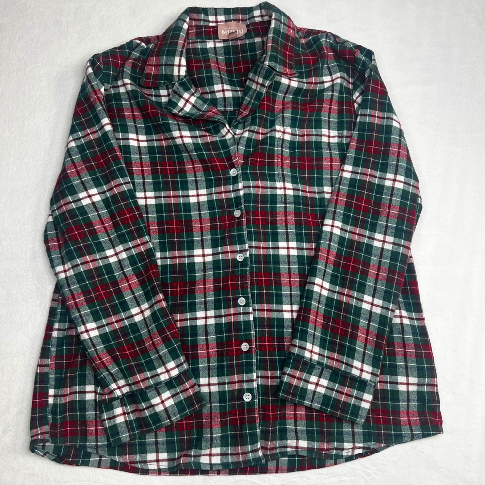Show Me Your Mumu Classic PJ Set Holiday Plaid Button Down Pajama Top Cotton